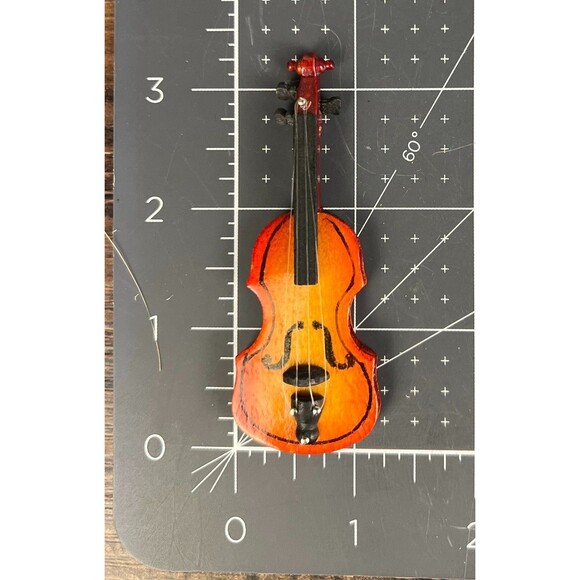 Dollhouse Mini Wooden Violin Instrument - Picture 2 of 8